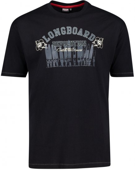 Adamo Longboard Regular Fit Printed T-shirt Black - T-shirts - Stora T-shirts - 2XL-14XL