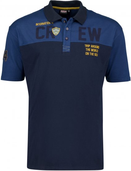 Adamo Crew Printed Jersey Poloshirt Denim Blue - Pikétröjor - Stora pikétröjor - 2XL-8XL