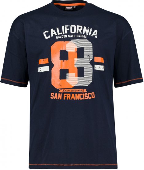 Adamo Golden Gate Comfort Fit Printed T-shirt Navy - T-shirts - Stora T-shirts - 2XL-14XL