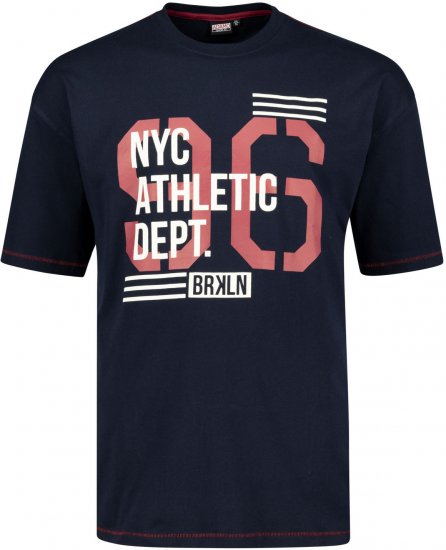 Adamo BRKLN Comfort Fit Printed T-shirt Navy - T-shirts - Stora T-shirts - 2XL-14XL