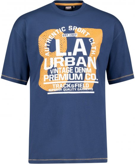 Adamo Urban Comfort Fit Printed T-shirt Denim Blue - T-shirts - Stora T-shirts - 2XL-14XL