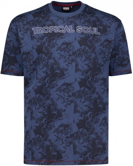 Adamo Tropical Regular Fit Printed T-shirt Navy - T-shirts - Stora T-shirts - 2XL-14XL