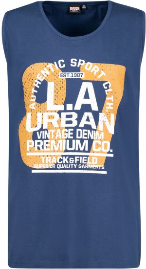 Adamo Urban Comfort Fit Printed Tank-top Denim Blue - T-shirts - Stora T-shirts - 2XL-14XL