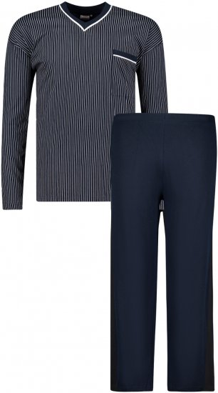 Adamo Gustav Long sleeve Pyjama Navy - Underkläder & Badkläder - Stora underkläder för män