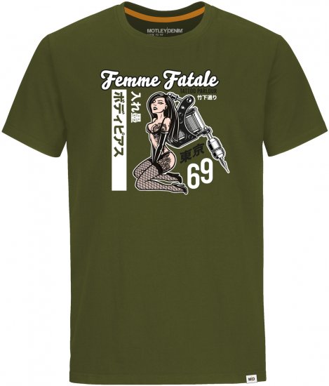 Motley Denim Hampton T-shirt Dark Khaki - T-shirts - Stora T-shirts - 2XL-14XL