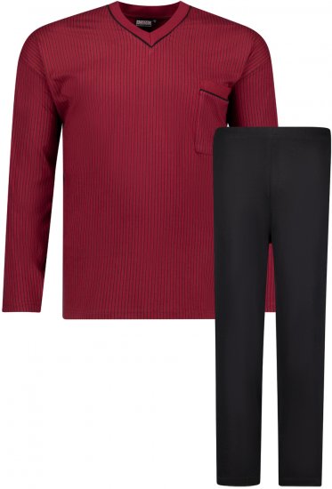 Adamo Gustav Long sleeve Pyjama Burgundy - Underkläder & Badkläder - Stora underkläder för män