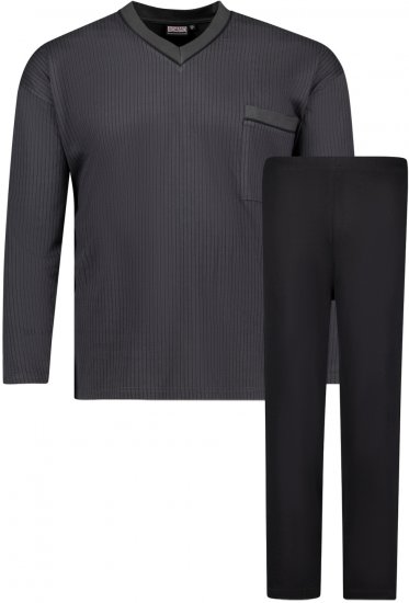Adamo Gustav Long sleeve Pyjama Charcoal - Underkläder & Badkläder - Stora underkläder för män
