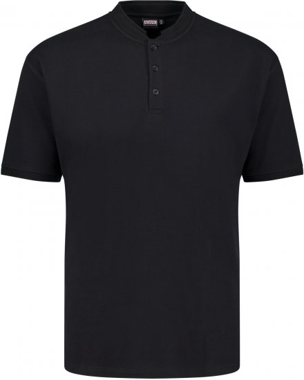 Adamo Sam Serafino Waffelpique T-shirt Black - T-shirts - Stora T-shirts - 2XL-14XL