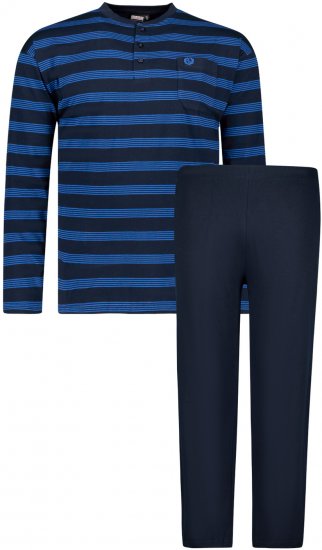 Adamo Alex Serafino Long sleeve Pyjama Navy - Underkläder & badkläder - Stora underkläder för män