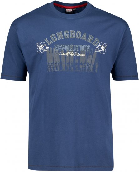 Adamo Longboard Regular Fit Printed T-shirt Denim Blue - T-shirts - Stora T-shirts - 2XL-14XL