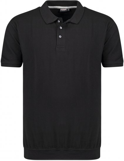 Adamo Kadir Polo Shirt with Cuffed Hem Black - Pikétröjor - Stora pikétröjor - 2XL-8XL
