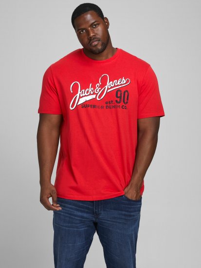 Jack & Jones Elogo T-Shirt True Red - T-shirts - Stora T-shirts - 2XL-14XL
