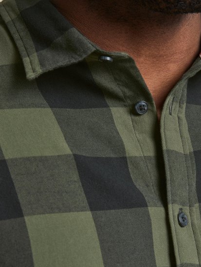 Jack & Jones Gingham L/S Shirt Dusty Olive - Skjortor - Stora skjortor - 2XL-8XL