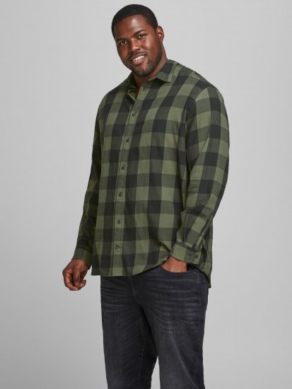 Jack & Jones Gingham L/S Shirt Dusty Olive - Skjortor - Stora skjortor - 2XL-8XL