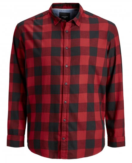 Jack & Jones Gingham Shirt L/S Red - Skjortor - Stora skjortor - 2XL-8XL