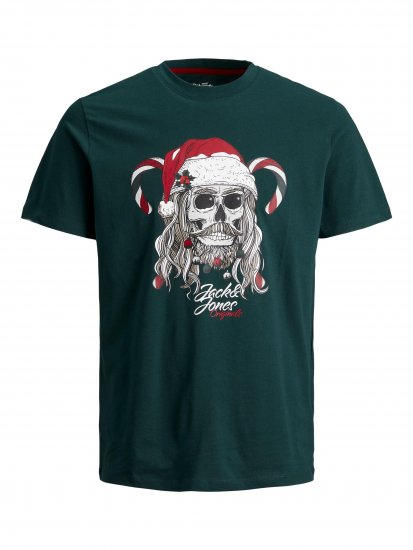Jack & Jones JORFESTIVE Xmas Skull T-shirt Green - T-shirts - Stora T-shirts - 2XL-14XL