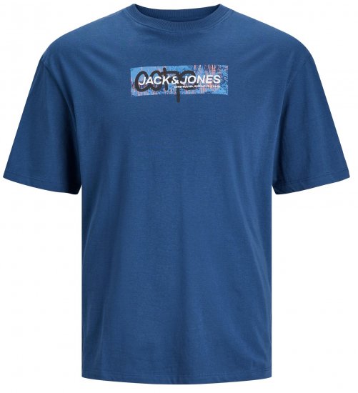 Jack & Jones JCOAOP PRINT T-Shirt Ensign Blue - T-shirts - Stora T-shirts - 2XL-14XL