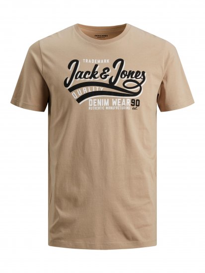 Jack & Jones JJELOGO TEE Beige - T-shirts - Stora T-shirts - 2XL-14XL