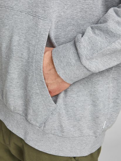Jack & Jones JJESHARK SWEAT Hoodie Light Grey - Tröjor & hoodies - Stora hoodies & tröjor - 2XL-14XL
