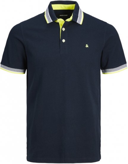 Jack & Jones PAULOS Short Sleeve Polo Navy Blazer/NEON - Pikétröjor - Stora pikétröjor - 2XL-8XL