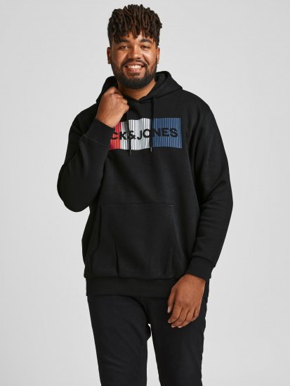 Jack & Jones CORP LOGO Hoodie Black - Tröjor & hoodies - Stora hoodies & tröjor - 2XL-14XL