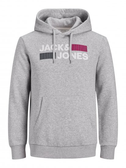 Jack & Jones CORP LOGO Hoodie Light Gray - Tröjor & hoodies - Stora hoodies & tröjor - 2XL-14XL