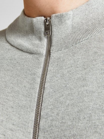 Jack & Jones JJEMIL Knit Turtle Zip Cardigan Light Grey - Tröjor & hoodies - Stora hoodies & tröjor - 2XL-14XL