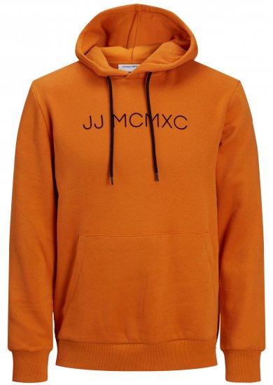 Jack & Jones JJHUGO FLOCK Hoodie Orange - Tröjor & hoodies - Stora hoodies & tröjor - 2XL-14XL