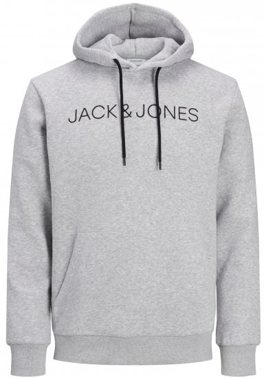 Jack & Jones JJHUGO FLOCK Hoodie Grey - Tröjor & Hoodies - Stora hoodies & tröjor - 2XL-14XL