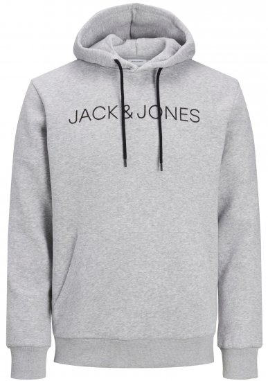 Jack & Jones JJHUGO FLOCK Hoodie Grey - Tröjor & hoodies - Stora hoodies & tröjor - 2XL-14XL