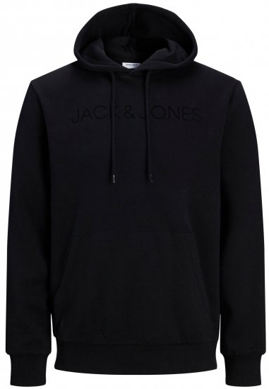 Jack & Jones JJHUGO FLOCK Hoodie Black - Tröjor & hoodies - Stora hoodies & tröjor - 2XL-14XL