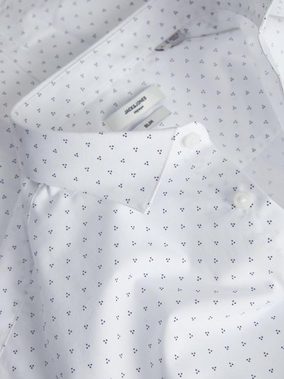 Jack & Jones JPRBLACARDIFF Print Shirt LS White - Skjortor - Stora skjortor - 2XL-8XL