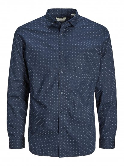 Jack & Jones JPRBLACARDIFF Print Shirt LS Navy - Skjortor - Stora skjortor - 2XL-8XL
