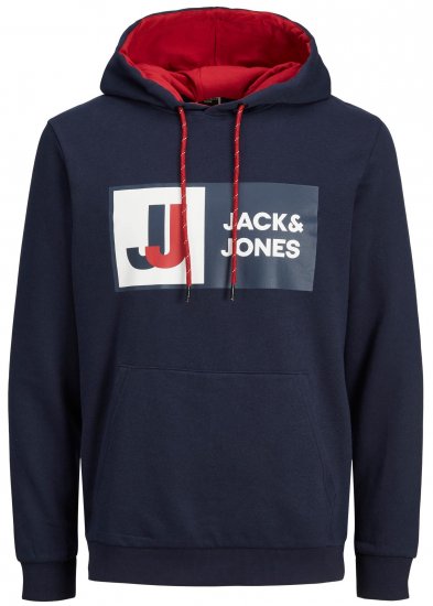 Jack & Jones JCOLOGAN Hoodie Navy - Tröjor & hoodies - Stora hoodies & tröjor - 2XL-14XL