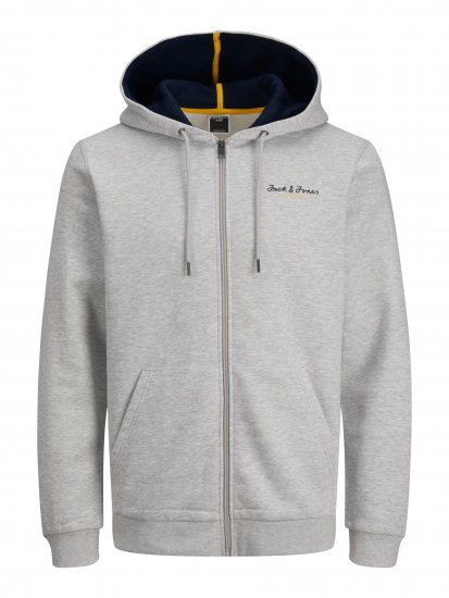 Jack & Jones JCOBERG SWEAT ZIP Hoodie Grey Melange - Tröjor & hoodies - Stora hoodies & tröjor - 2XL-14XL