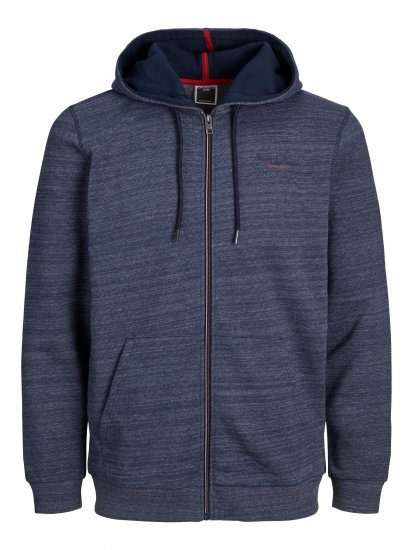Jack & Jones JCOBERG SWEAT ZIP Hoodie Navy - Tröjor & hoodies - Stora hoodies & tröjor - 2XL-14XL