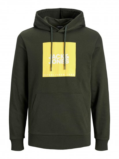 Jack & Jones JJLOCK SWEAT HOOD Dark Green - Tröjor & hoodies - Stora hoodies & tröjor - 2XL-14XL