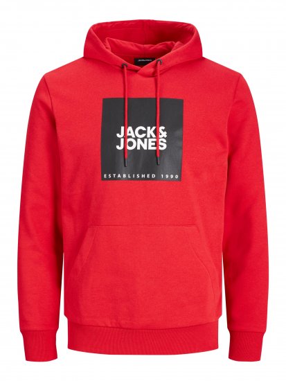 Jack & Jones JJLOCK SWEAT HOOD Red - Tröjor & hoodies - Stora hoodies & tröjor - 2XL-14XL