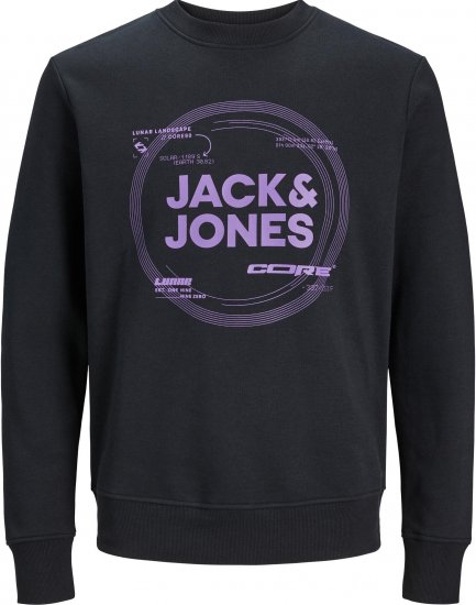 Jack & Jones JCOPILOU SWEAT CREW NECK Black - Tröjor & Hoodies - Stora hoodies & tröjor - 2XL-14XL
