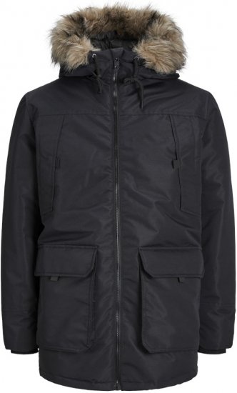 Jack & Jones CONSTRUCT Windproof Fur Parka Black - Jackor - Stora jackor - 2XL-12XL