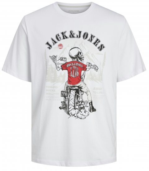 Jack & Jones JJSKULL ROCK T-Shirt White - T-shirts - Stora T-shirts - 2XL-14XL