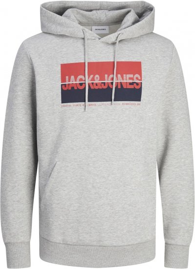 Jack & Jones JJNOLAN Hoodie Light Grey - Tröjor & hoodies - Stora hoodies & tröjor - 2XL-14XL