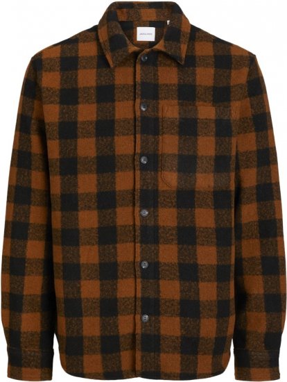 Jack & Jones ZAC Brushed Long Sleeve Overshirt Brown - Skjortor - Stora skjortor - 2XL-8XL