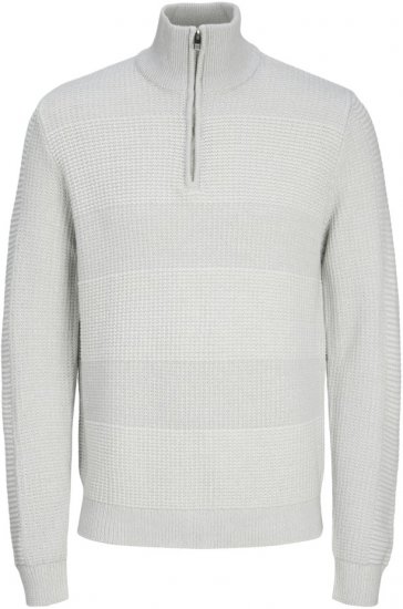 Jack & Jones HUGO Knitted Sweater with Half Zipper Cool Gray - Tröjor & hoodies - Stora hoodies & tröjor - 2XL-14XL