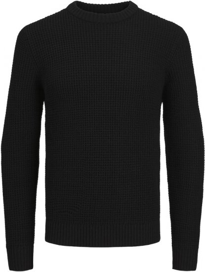 Jack & Jones LIAM Knitted Sweater Black - Tröjor & hoodies - Stora hoodies & tröjor - 2XL-14XL