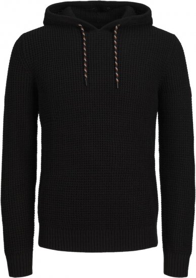 Jack & Jones LIAM Knitted Sweater Hoodie Black - Tröjor & hoodies - Stora hoodies & tröjor - 2XL-14XL