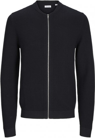 Jack & Jones OTTO Knitted Sweater with Zipper Black - Tröjor & hoodies - Stora hoodies & tröjor - 2XL-14XL