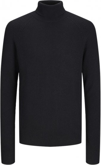 Jack & Jones PANNEL Turtleneck Knitted Sweater Black - Tröjor & hoodies - Stora hoodies & tröjor - 2XL-14XL