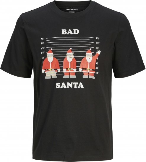 Jack & Jones XMAS Funny Bad Santa T-Shirt Black - T-shirts - Stora T-shirts - 2XL-14XL