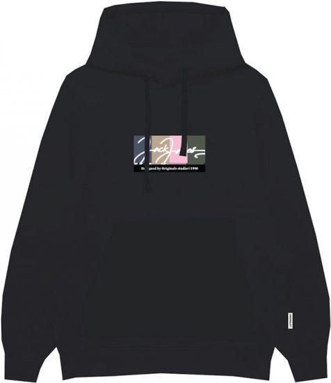 Jack & Jones PORTLAND Hoodie Black - Tröjor & hoodies - Stora hoodies & tröjor - 2XL-14XL